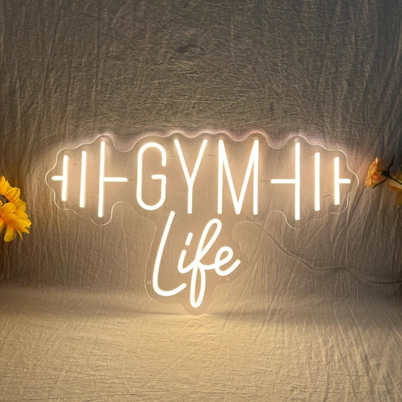 Gym Life Barbell Neon Sign