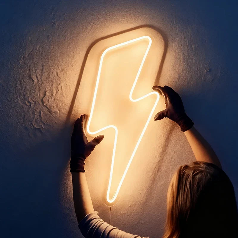 Lightning Bolt LED Neon Sign for Gaming Room Decor