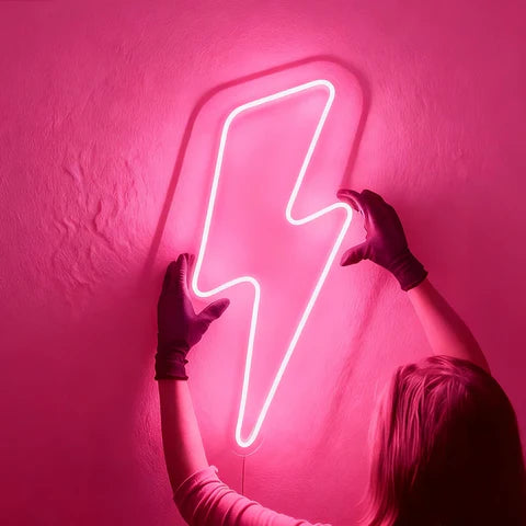 Lightning Bolt LED Neon Sign for Gaming Room Decor