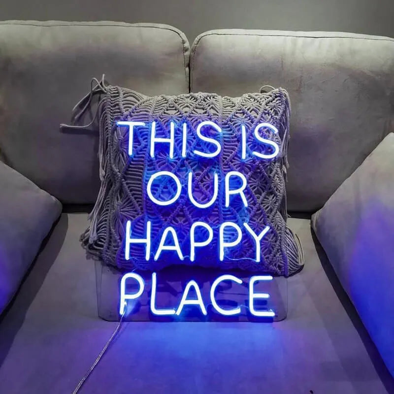 Happy Place Neon Light for Living Room and Bedroom