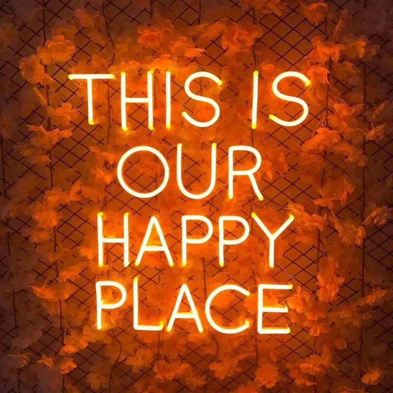 Happy Place Neon Light for Living Room and Bedroom