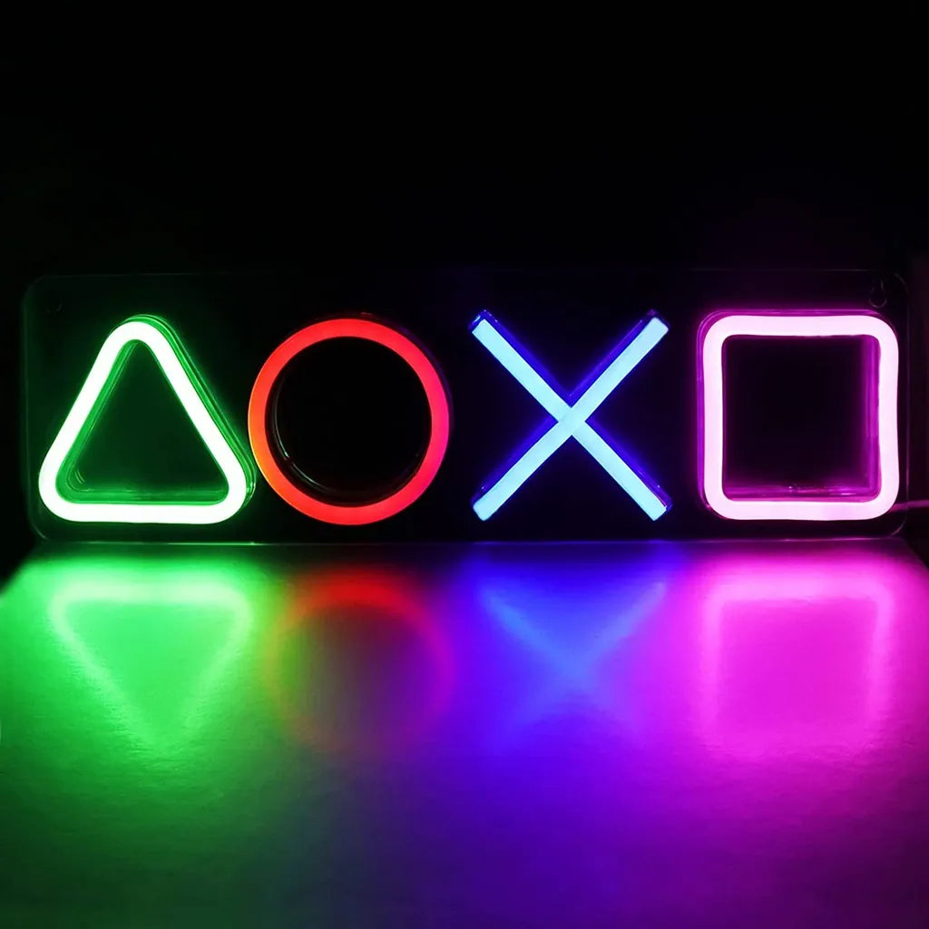 PlayStation Symbols LED Neon Sign for Gaming Room Decor