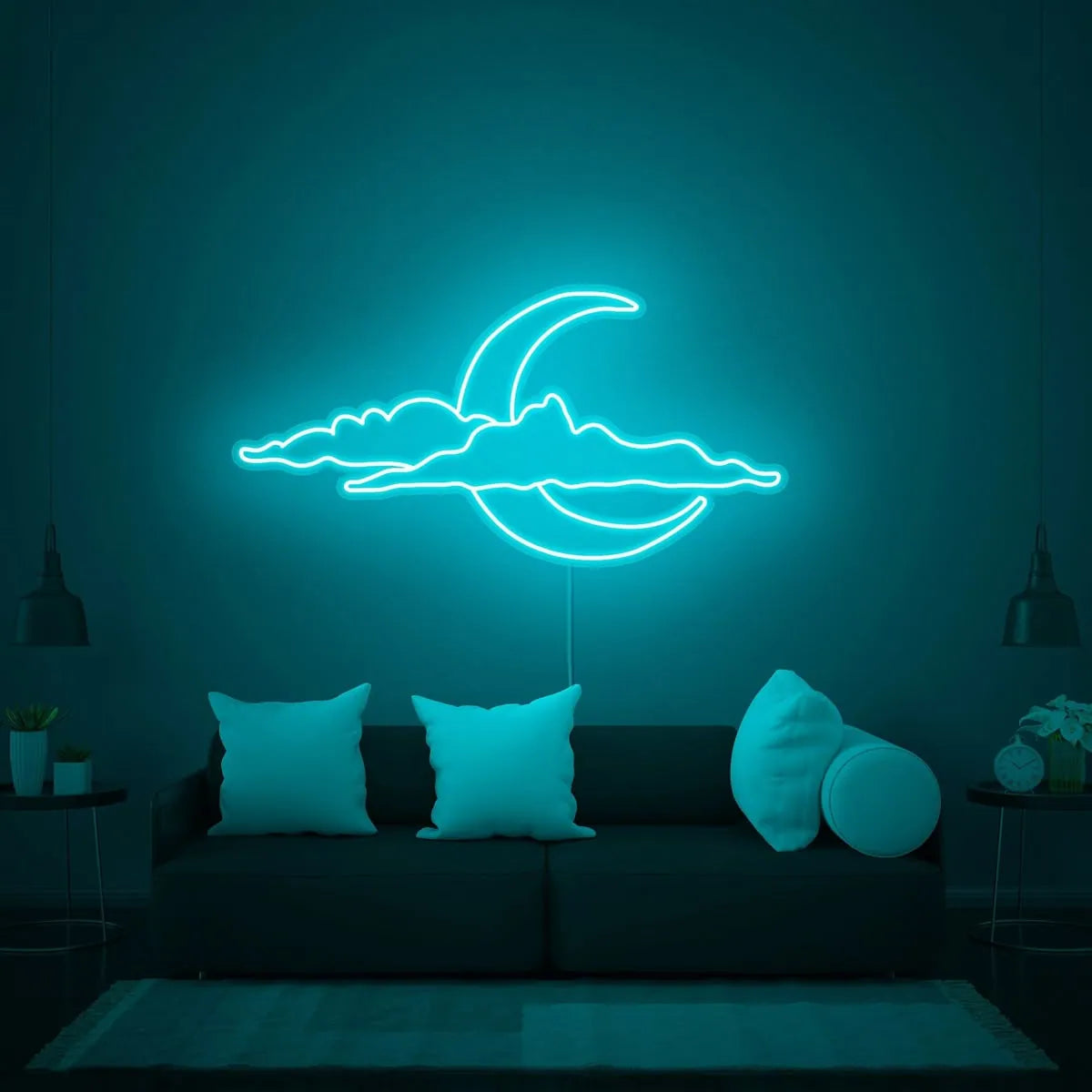 Moon and Cloud LED Neon Sign for Dreamy Room Decor