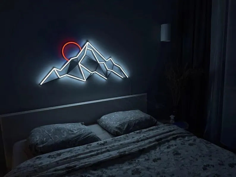 Mountain Sunrise LED Neon Sign for Bedroom Wall Decor