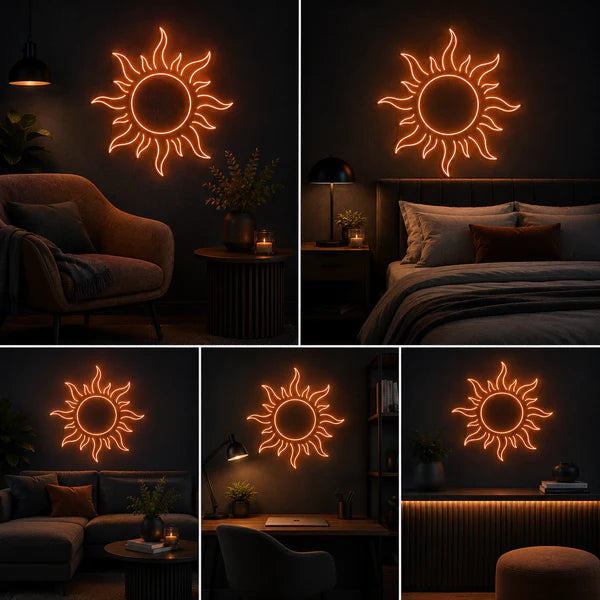 Sun Shape LED Neon Sign for Home Wall Decor