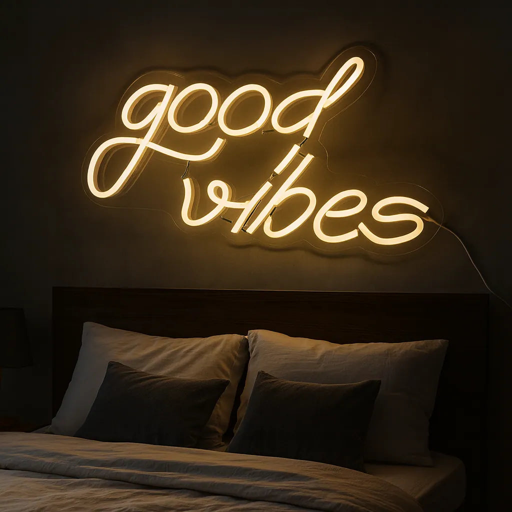 Good Vibes LED Neon Sign for Bedroom Wall Decoration