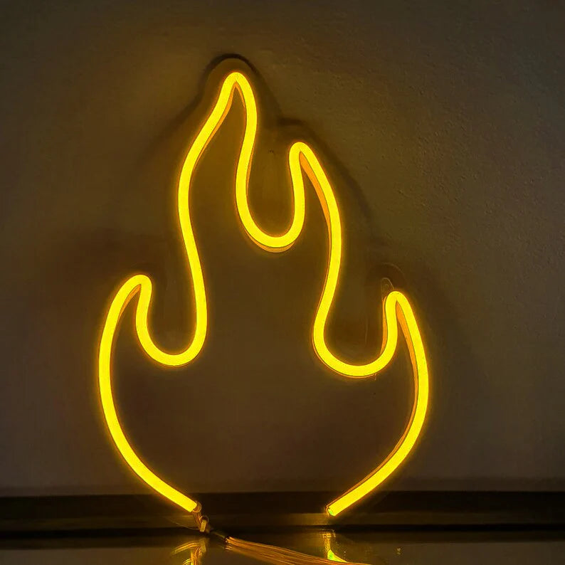 Minimalist Fire Shape Neon Light for Home Decor