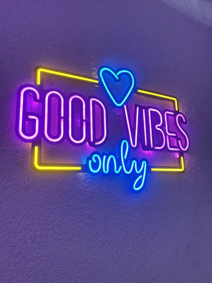 Good Vibes Only LED Neon Sign for Bedroom & Living Room Decor