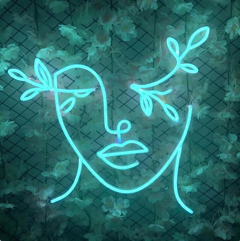 Abstract Nature Face LED Neon Sign for Modern Wall Decor