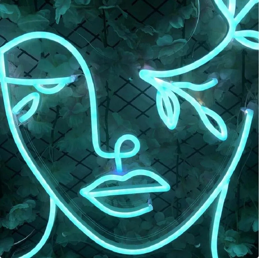 Abstract Nature Face LED Neon Sign for Modern Wall Decor