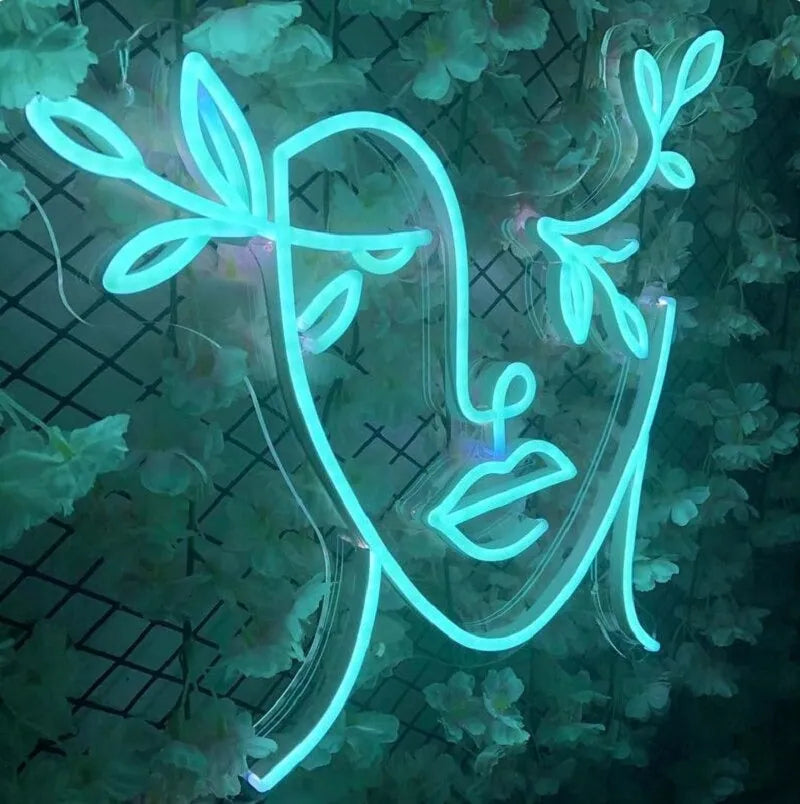 Abstract Nature Face LED Neon Sign for Modern Wall Decor