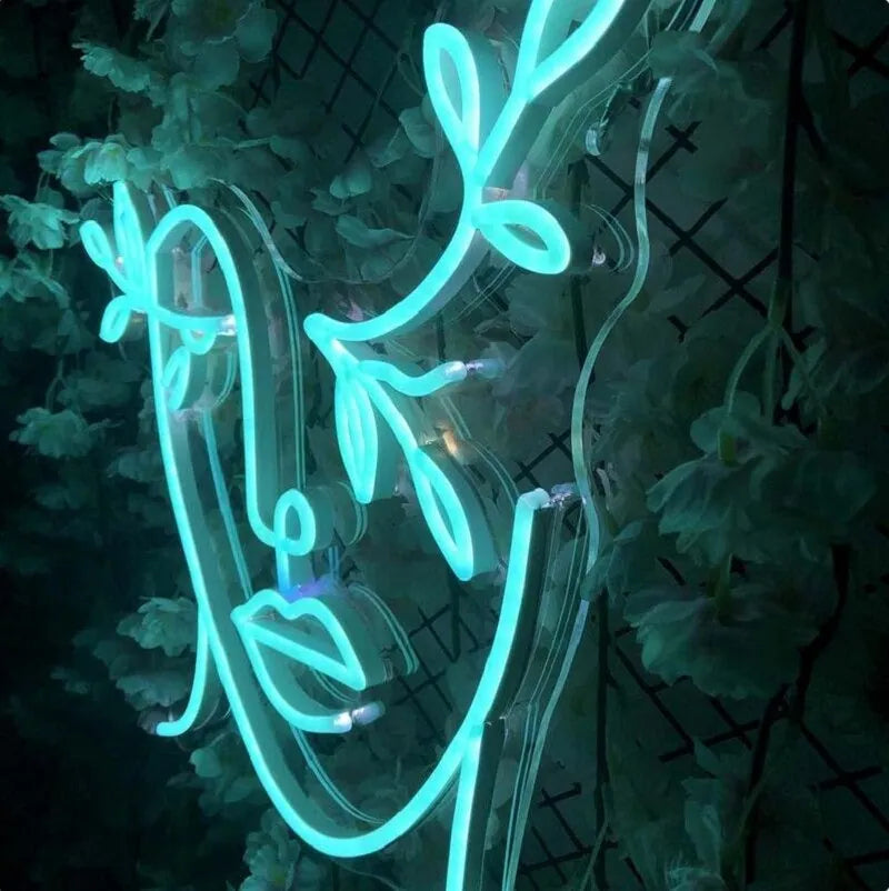 Abstract Nature Face LED Neon Sign for Modern Wall Decor