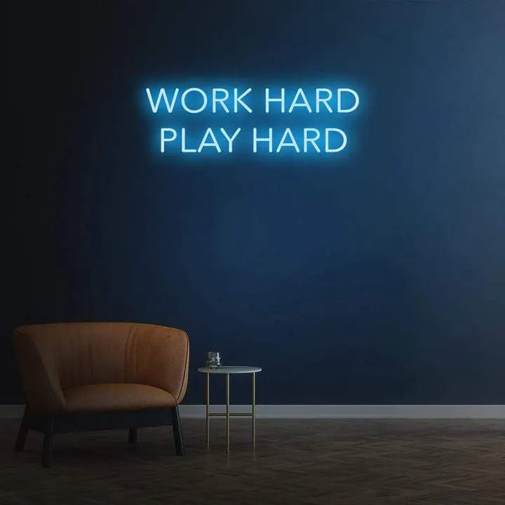 Work Hard Play Hard LED Neon Sign for Office Wall Decor