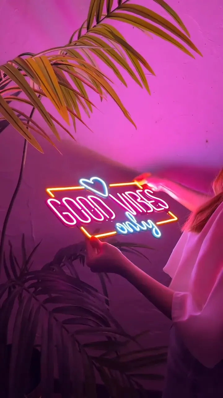Good Vibes Only LED Neon Sign for Bedroom & Living Room Decor