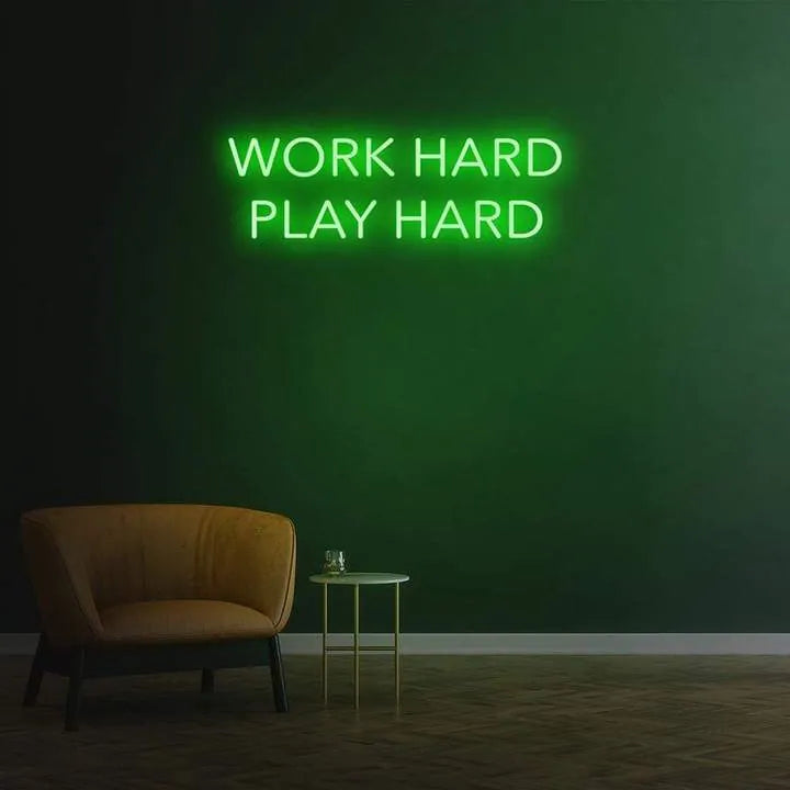 Work Hard Play Hard LED Neon Sign for Office Wall Decor