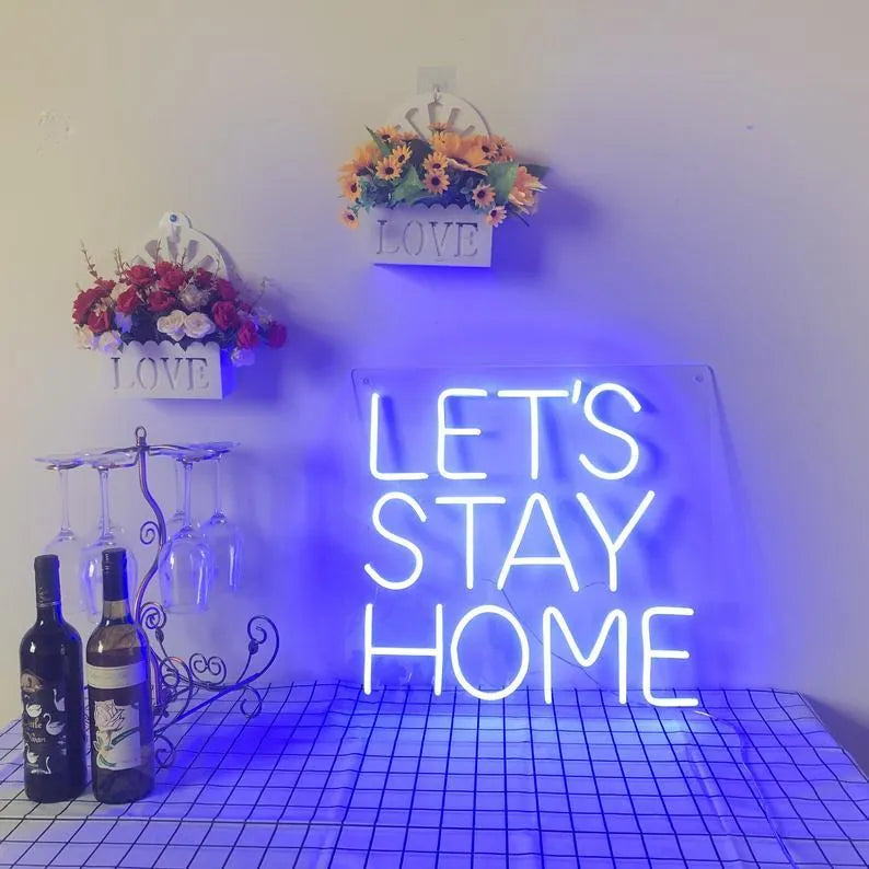 Let's Stay Home LED Sign for Bedroom Decoration