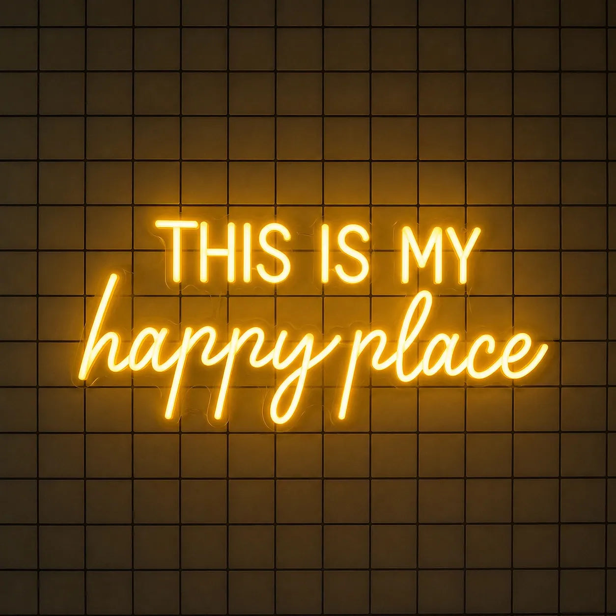 Decorative Happy Place LED Neon Light for Home & Office Decor