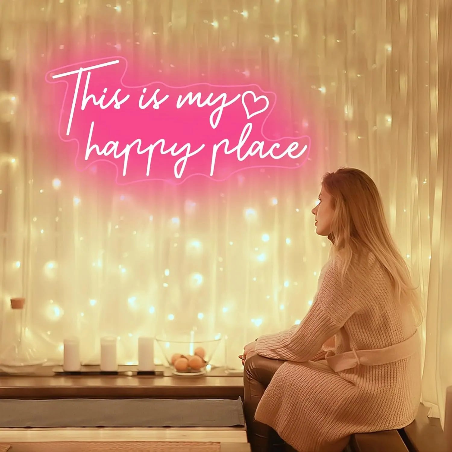 This Is My Happy Place Neon Wall Art for Home Decor