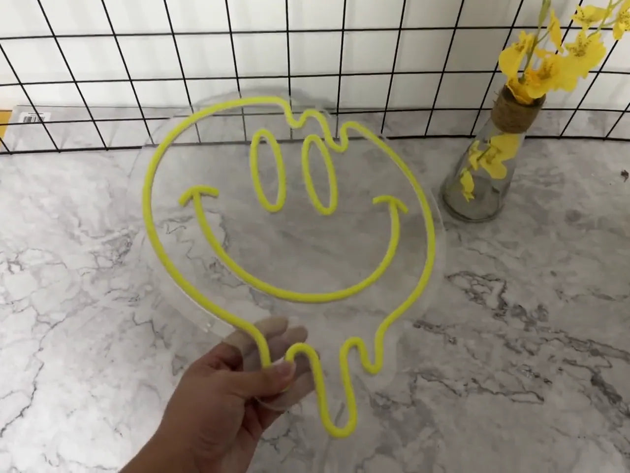 Dripping Smiley Face LED Neon Sign for Bedroom & Home Decor