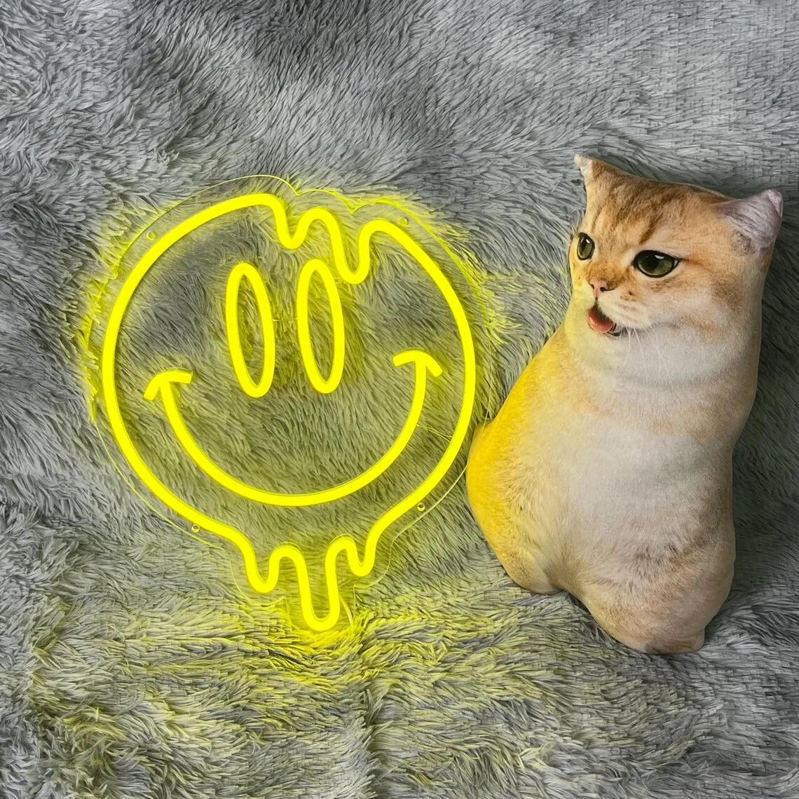 Dripping Smiley Face LED Neon Sign for Bedroom & Home Decor