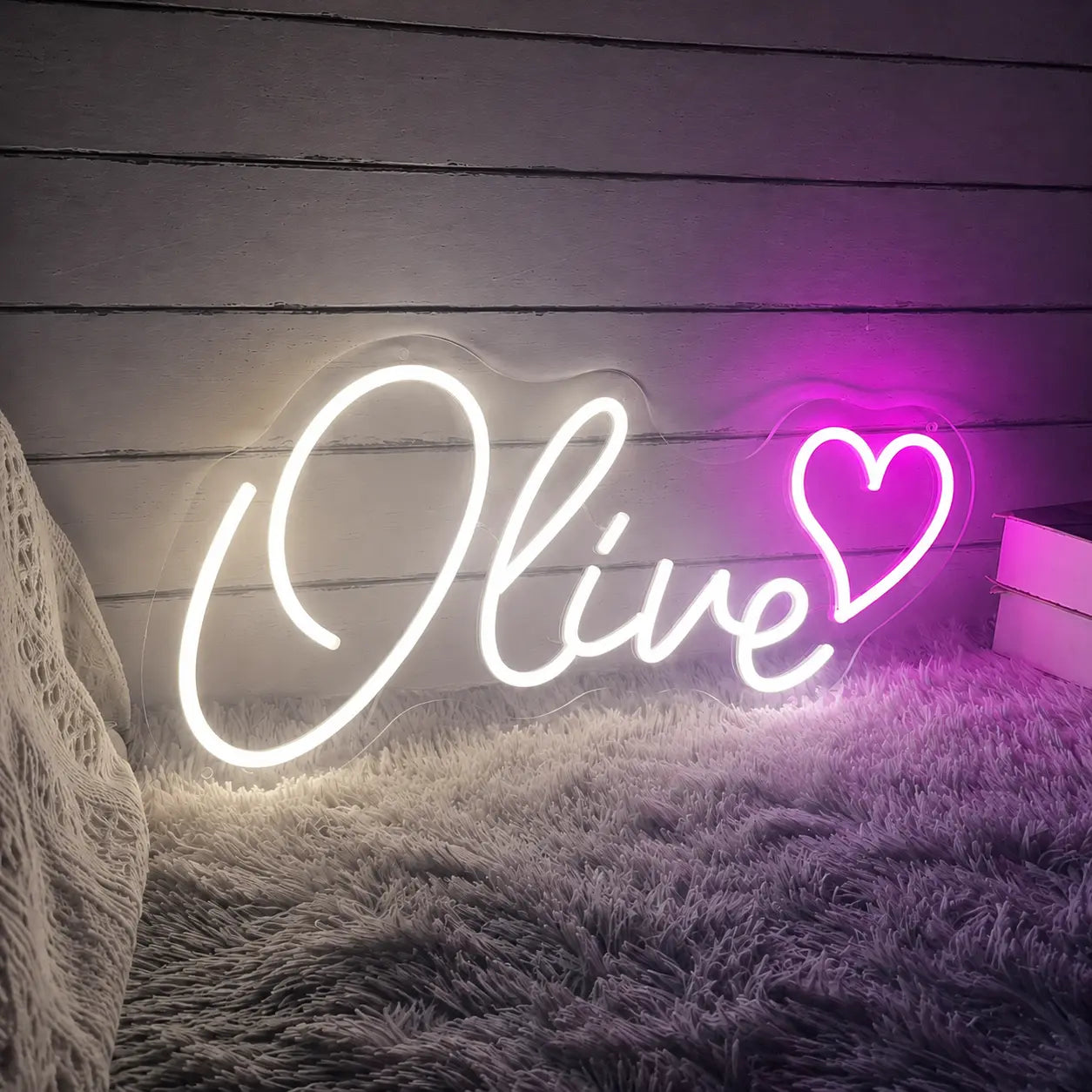 Olive Heart LED Neon Sign for Bedroom & Home Decor
