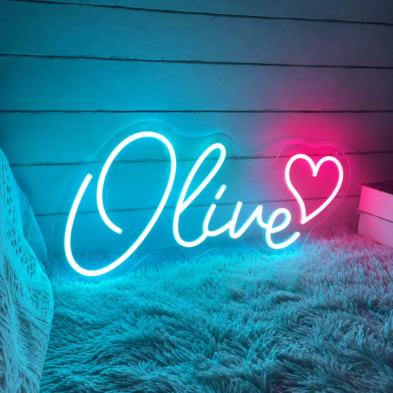 Olive Heart LED Neon Sign for Bedroom & Home Decor