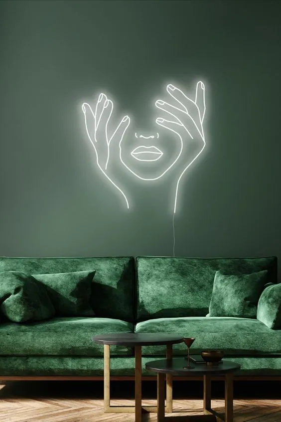 Abstract Face LED Neon Sign for Bedroom & Beauty Salon Decor