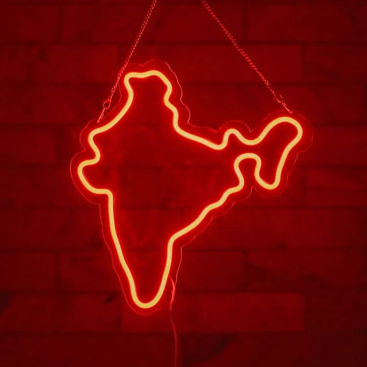 India Shape LED Neon Wall Art for Living Room & Workspace