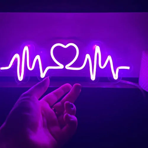 Heart Pulse LED Neon Wall Decor for Couples & Home Styling