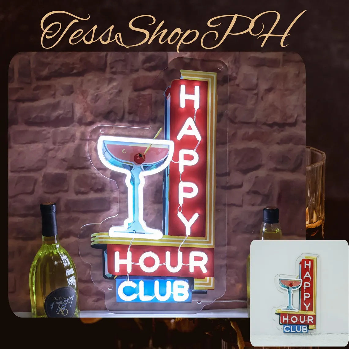 Happy Hour Club Neon Sign