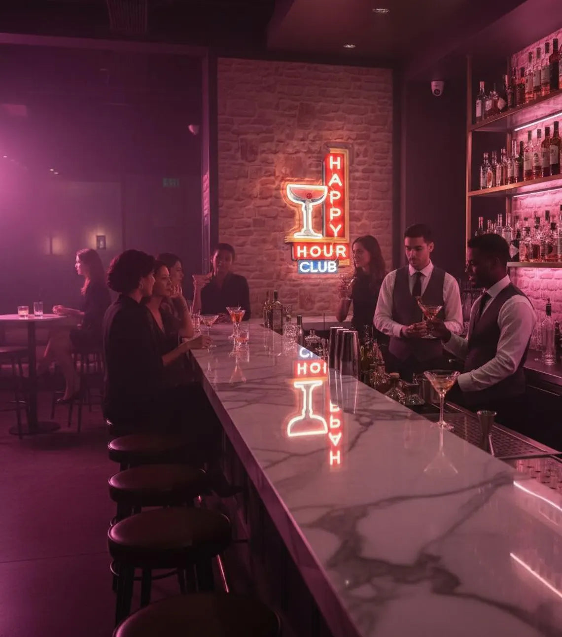 Happy Hour Club Neon Sign