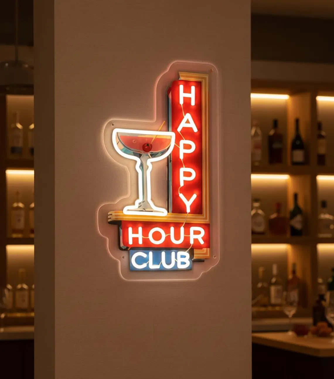 Happy Hour Club Neon Sign