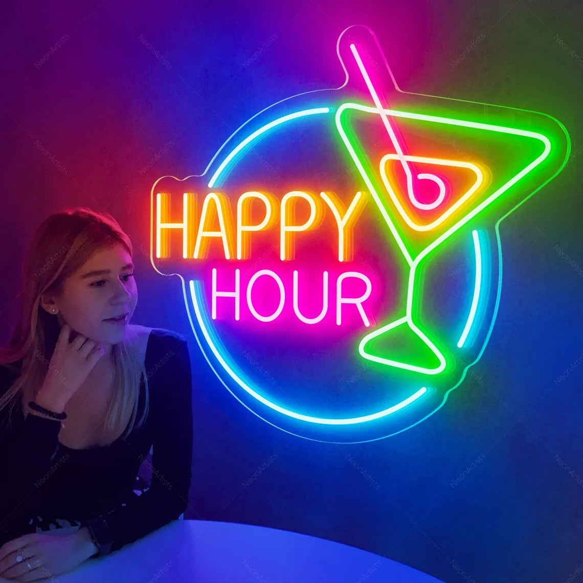 Happy Hour Neon Sign