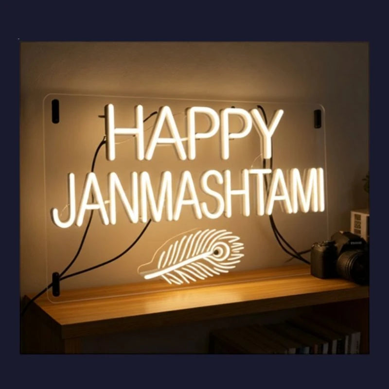 Happy Janmashtami Neon Sign