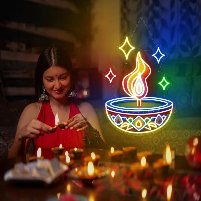 Indian Art Diwali Decoration Neon LED