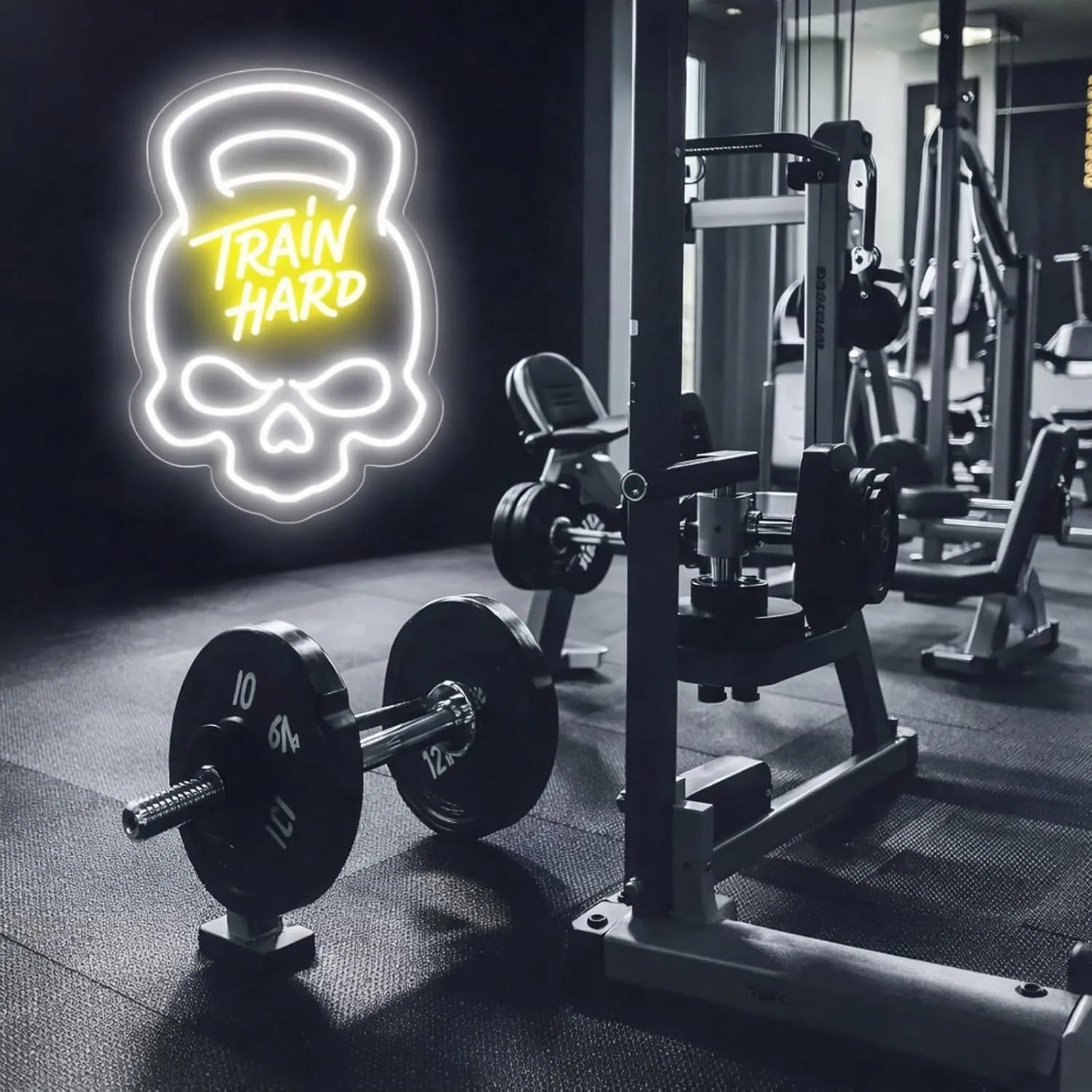 Kettlebell Train Hard Neon Sign LED Light