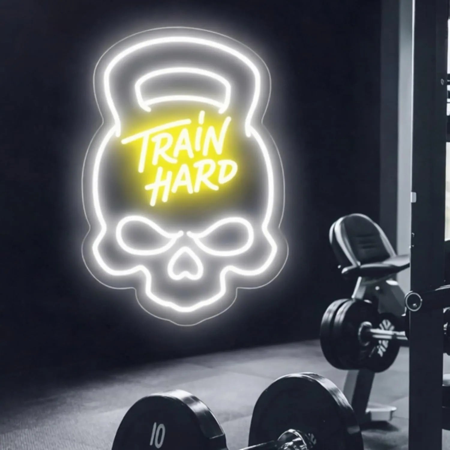 Kettlebell Train Hard Neon Sign LED Light