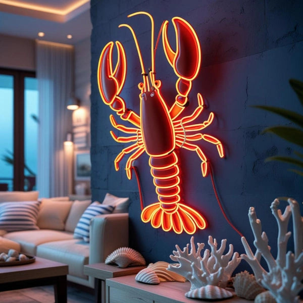 Lobster Coastal LED Wall Decor For Seafood Restaurant