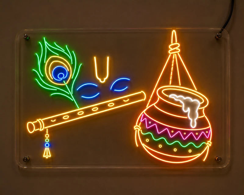 Lord Krishna Flute Neon Sign Board