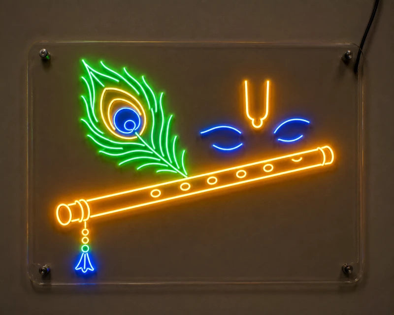 Lord Krishna LED Wall Neon Art Frame