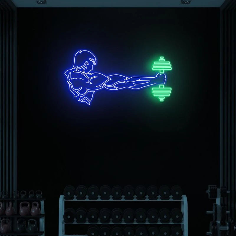 Man Lifting Dumbbell Neon Sign