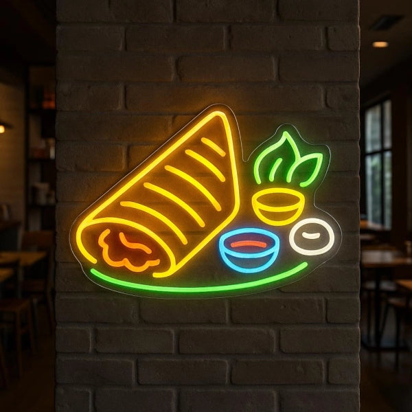 Masala Dosa Neon Sign South Indian Dish LED Light
