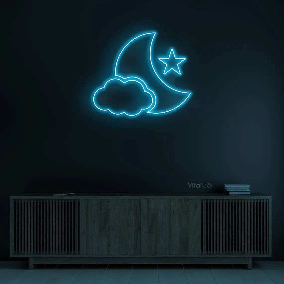 Moon and Cloud Neon Sign