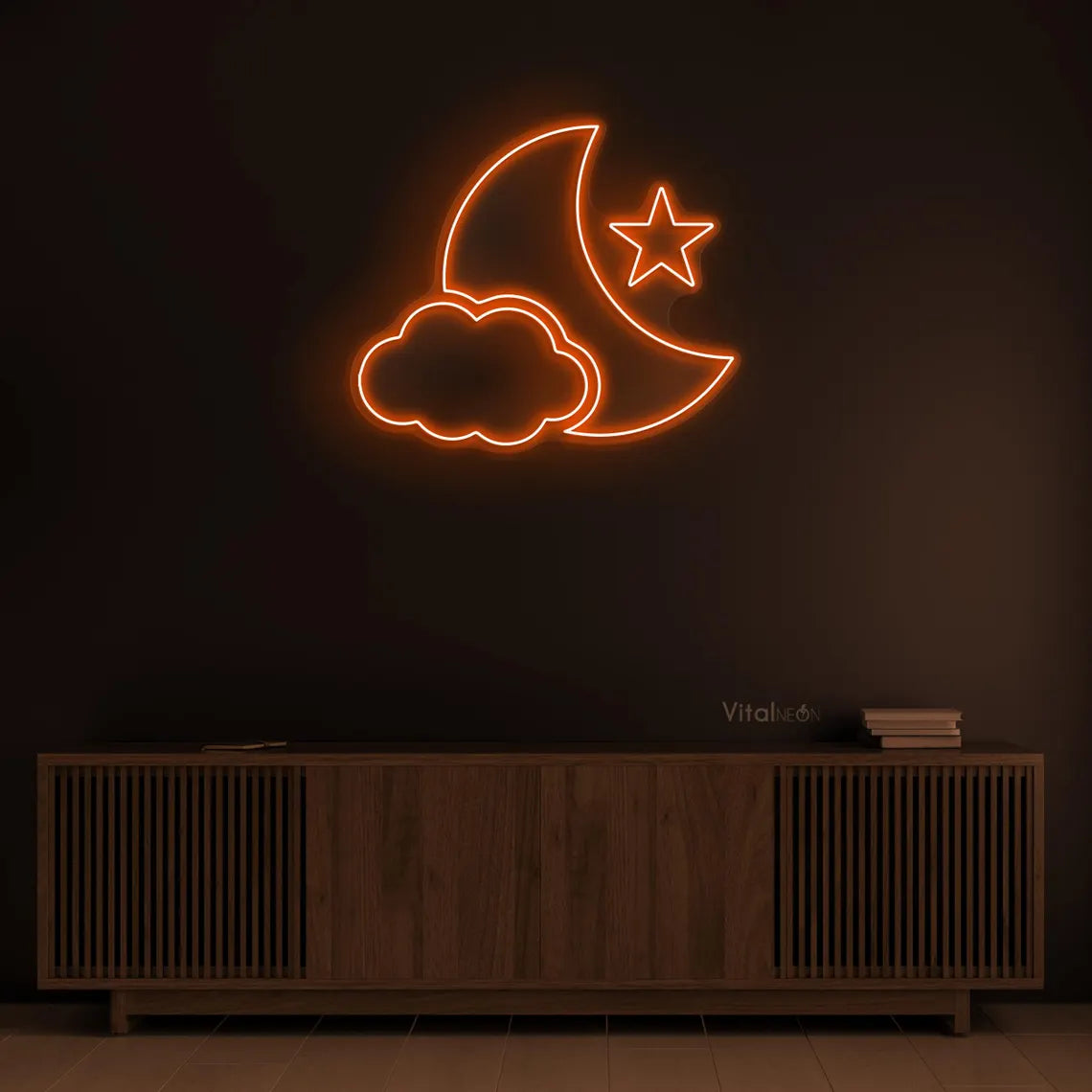 Moon and Cloud Neon Sign