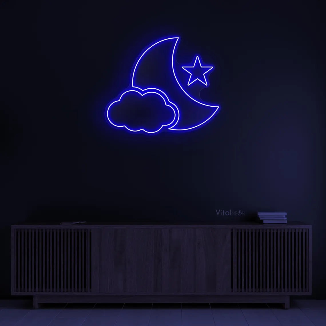 Moon and Cloud Neon Sign