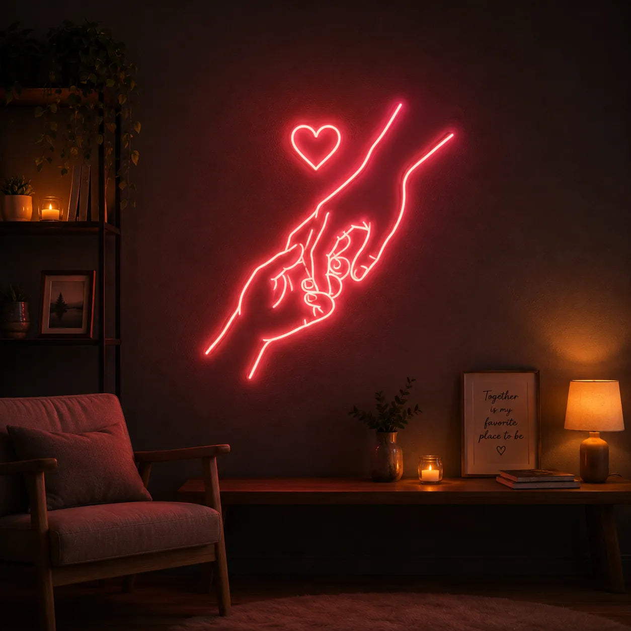 Holding Hands Neon Light for Bedroom