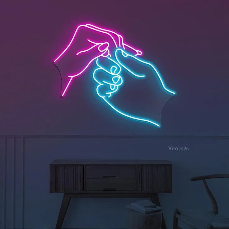 Interlocked Couple Hands LED Neon Decor