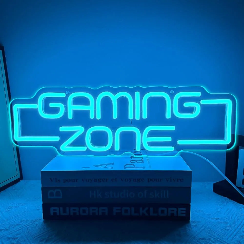 Blue Gaming Zone Neon Light Wall Decor