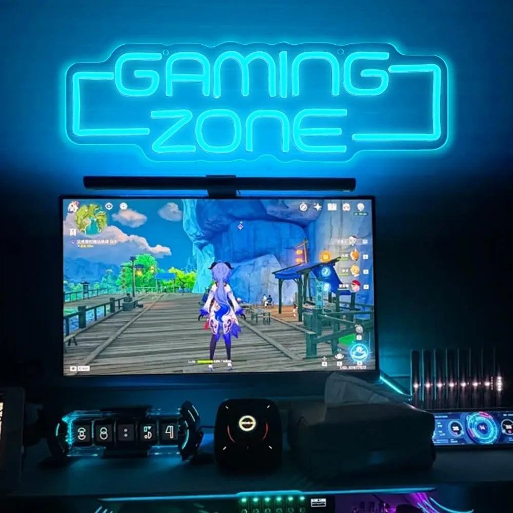 Blue Gaming Zone Neon Light Wall Decor