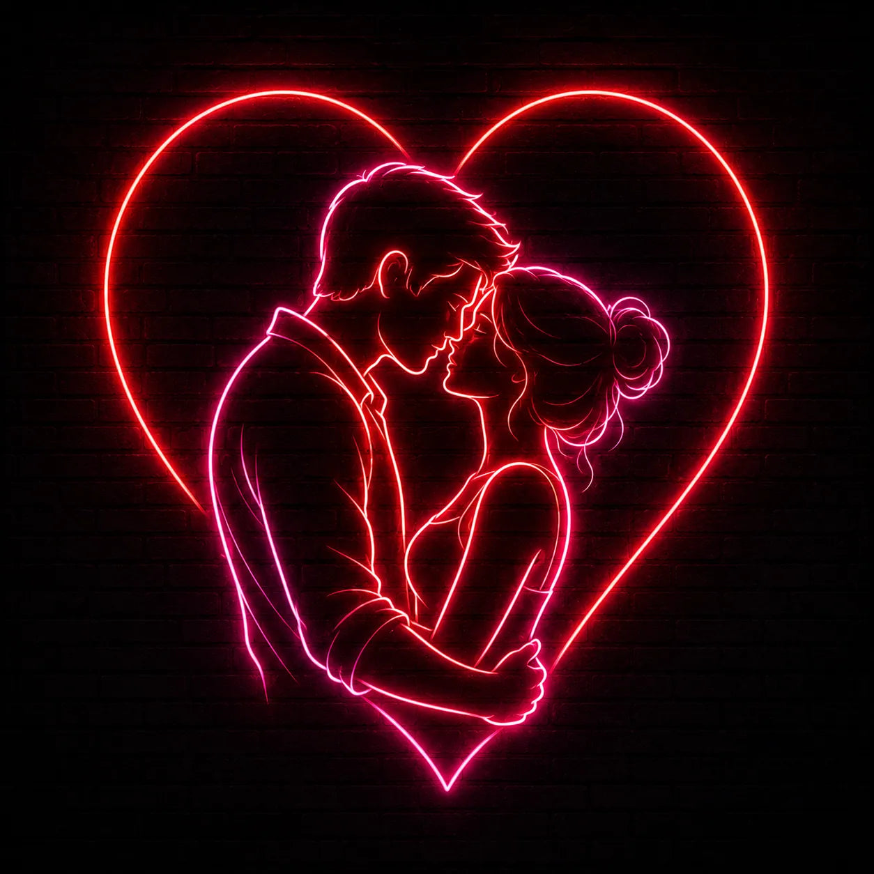 Couple Love Heart LED Neon Board